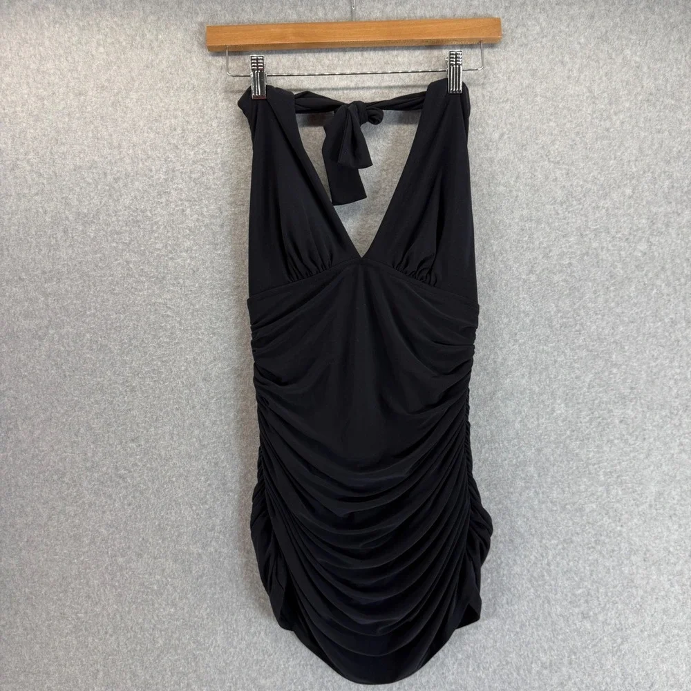 Magic Suit Yvonne Halter One Piece Swimsuit Swim Dress Black Womens Size 10 - 12